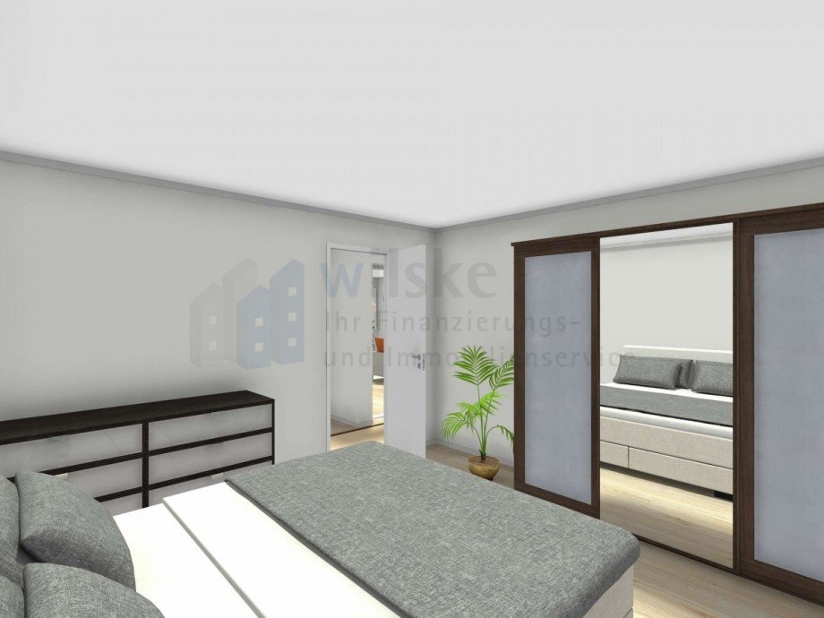Schlafzimmer 3D Visualisierung Etagenwohnung Ratingen