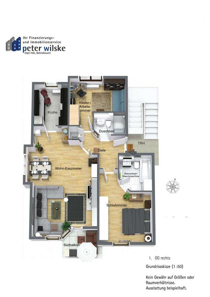 Grundriss PW 3D Wohnung Ratingen Ost