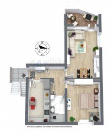 Grundriss Idealer Grundriss! Renovierte 2-Zi.-ETW und rundum Tageslicht
