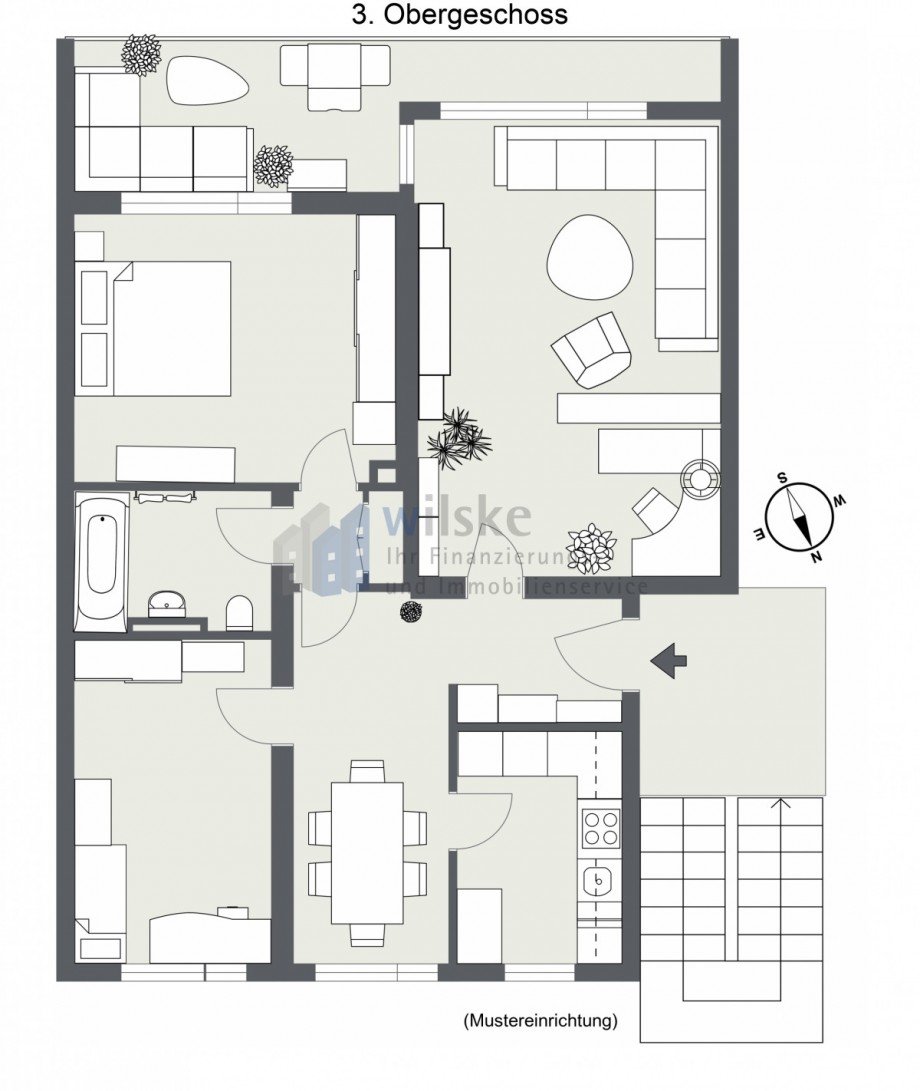 Grundriss 40878 RTG - ETW - 3. Obergeschoss - 2D Etagenwohnung Ratingen-Mitte