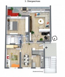 Grundriss 3D 40878 RTG - ETW - 3. Obergeschoss Renovierte, helle 3,5-Zimmer-ETW in RTG-Mitte - f�r Familien und Wohngemeinschaften! (+Garage)