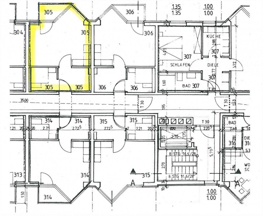 Grundriss 3. OG Renditeobjekt Essen