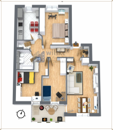 Grundriss WHG 3D Junge Familienwohnung mit Sonnenbalkon in attraktiver Lage von RTG-Lintorf