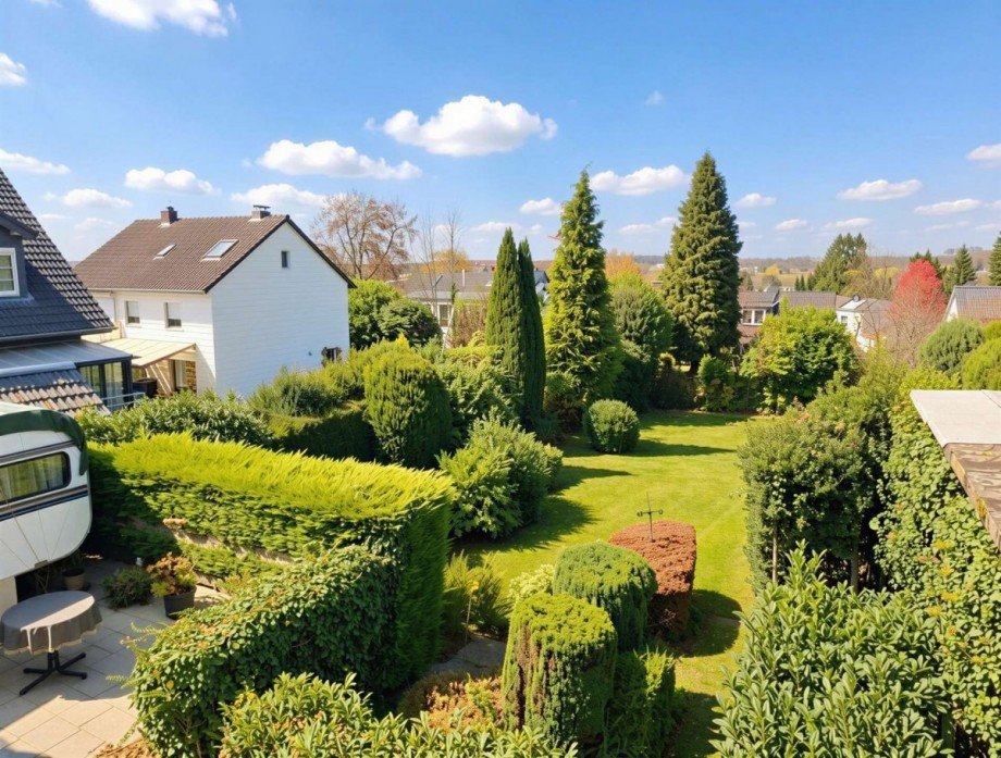 �bersicht Garten KI Mehrfamilienhaus Ratingen-Ost