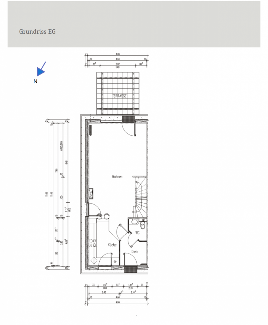 Grundriss EG Reiheneckhaus Ratingen