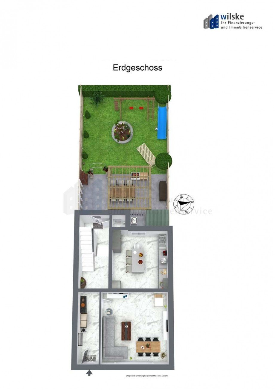 3D - Erdgeschoss Reihenmittelhaus Oberhausen