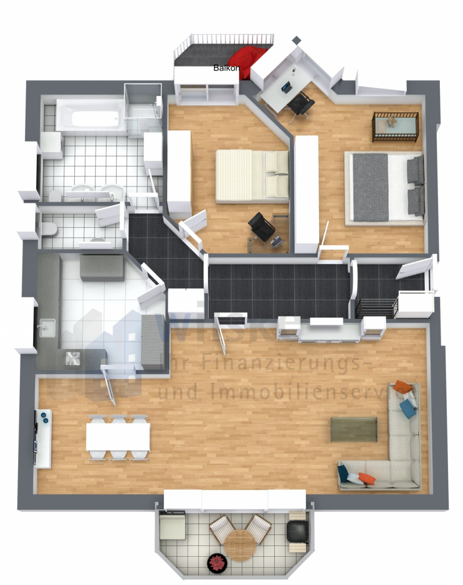 Grundriss Visual 3D Wifim Etagenwohnung Ratingen