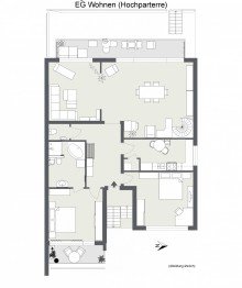 GR 2Du- 40885 - ETW - EG Wohnen (Hochparterre) Wohnen wie im Bungalow mit eigenem B�ro - die besondere Wohnung mit vielen M�glichkeiten